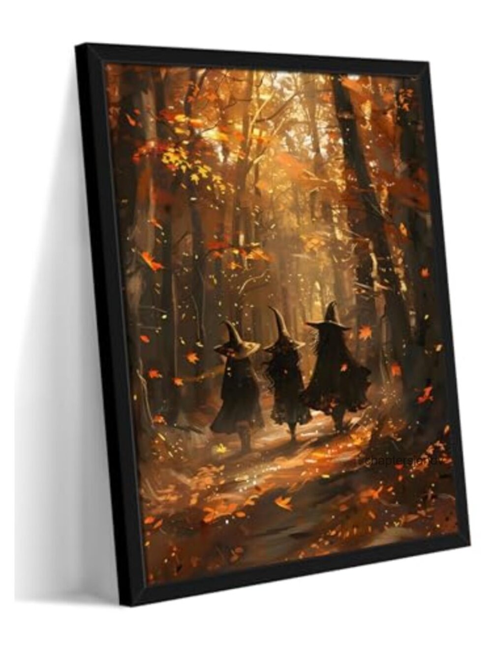 Framed Halloween Witch Wall Art Canvas Print Wood Frame 8x10